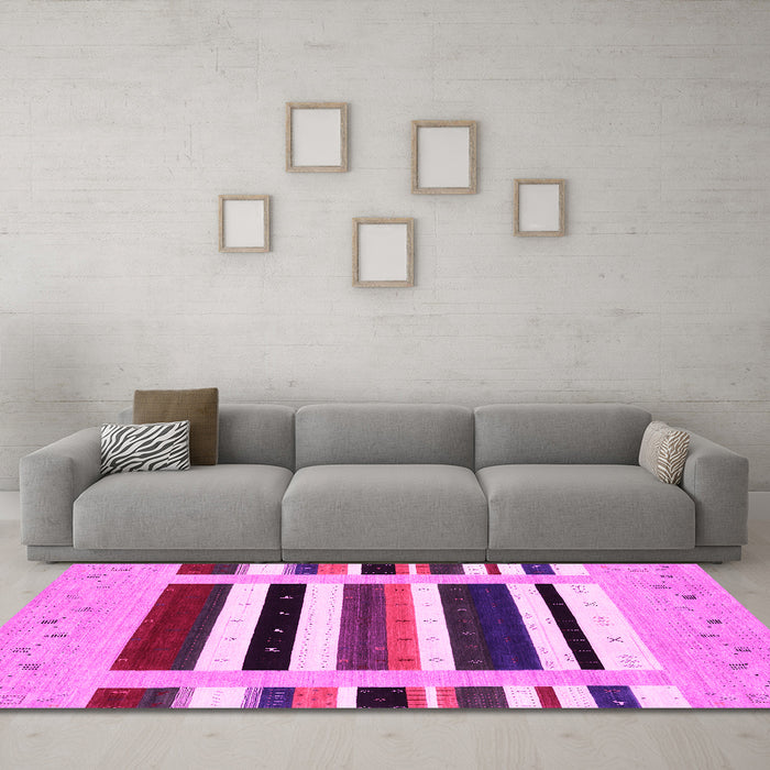Machine Washable Abstract Pink Contemporary Rug in a Living Room, wshcon1927pnk