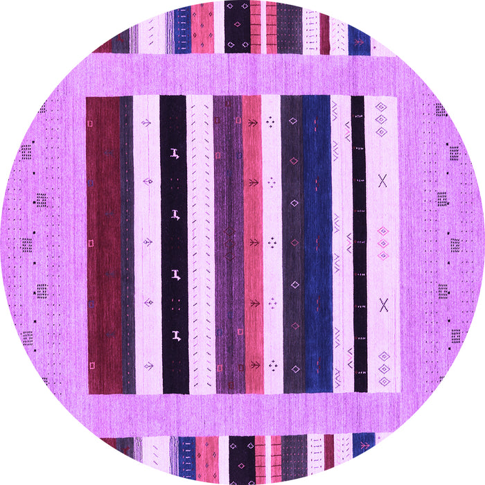 Round Abstract Purple Contemporary Rug, con1927pur