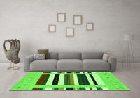 Machine Washable Abstract Green Contemporary Rug, wshcon1927grn