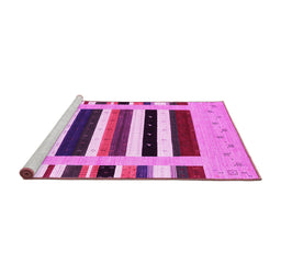 Sideview of Machine Washable Abstract Pink Contemporary Rug, wshcon1927pnk