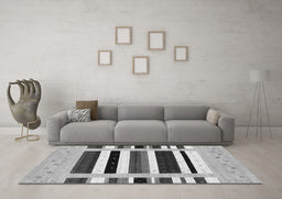 Machine Washable Abstract Gray Contemporary Rug in a Living Room,, wshcon1927gry