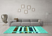 Machine Washable Abstract Turquoise Contemporary Area Rugs in a Living Room,, wshcon1927turq