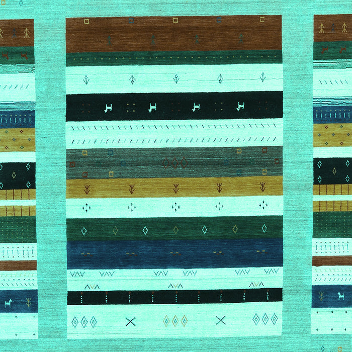 Machine Washable Abstract Turquoise Contemporary Area Rugs, wshcon1927turq