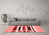 Machine Washable Abstract Red Contemporary Rug, wshcon1927red