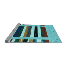 Sideview of Machine Washable Abstract Light Blue Contemporary Rug, wshcon1927lblu