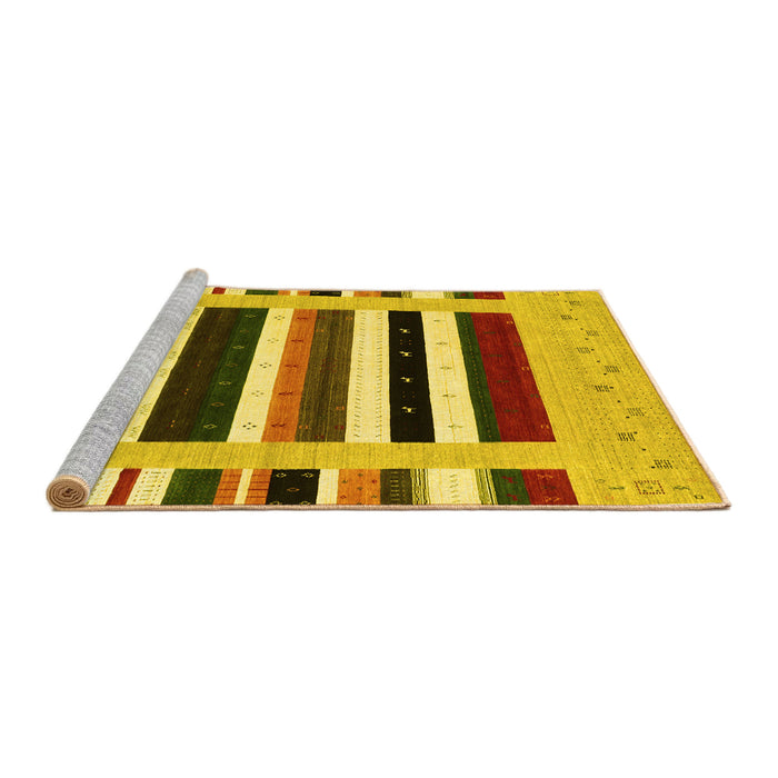 Sideview of Machine Washable Abstract Yellow Contemporary Rug, wshcon1927yw