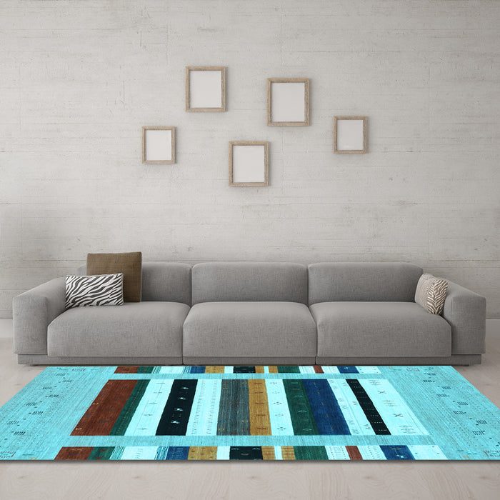 Machine Washable Abstract Light Blue Contemporary Rug in a Living Room, wshcon1927lblu
