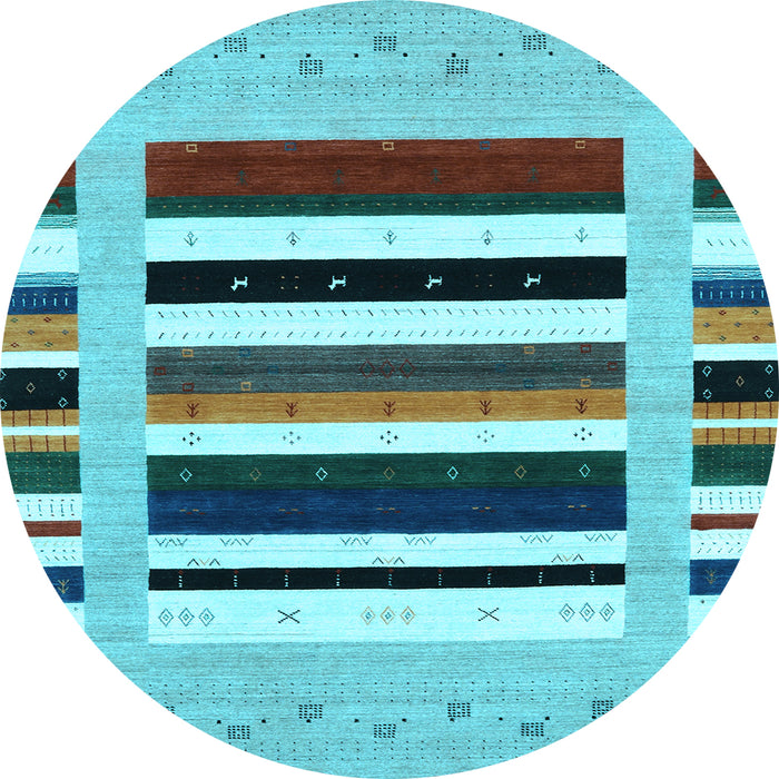 Round Abstract Light Blue Contemporary Rug, con1927lblu