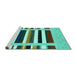 Sideview of Machine Washable Abstract Turquoise Contemporary Area Rugs, wshcon1927turq