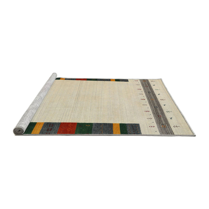 Serging Thickness of Machine Washable Contemporary Deep Peach Orange Rug, wshcon1928