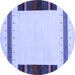 Round Machine Washable Solid Blue Modern Rug, wshcon1928blu