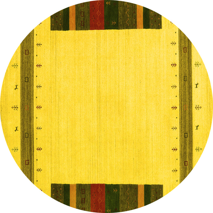 Round Solid Yellow Modern Rug, con1928yw