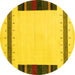 Round Solid Yellow Modern Rug, con1928yw