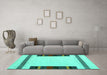 Machine Washable Solid Turquoise Modern Area Rugs in a Living Room,, wshcon1928turq