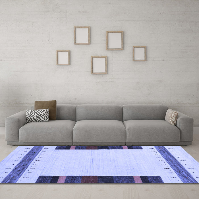 Machine Washable Solid Blue Modern Rug in a Living Room, wshcon1928blu