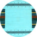 Round Machine Washable Solid Light Blue Modern Rug, wshcon1928lblu