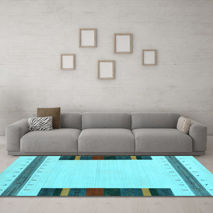 Machine Washable Solid Light Blue Modern Rug in a Living Room, wshcon1928lblu