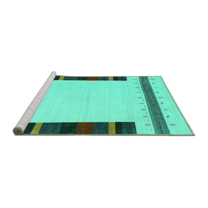 Sideview of Machine Washable Solid Turquoise Modern Area Rugs, wshcon1928turq