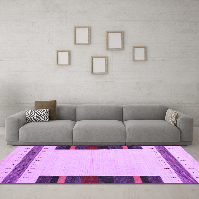 Machine Washable Solid Purple Modern Area Rugs in a Living Room, wshcon1928pur