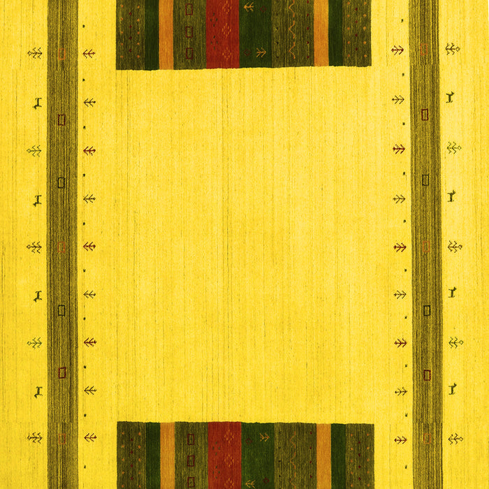 Square Machine Washable Solid Yellow Modern Rug, wshcon1928yw
