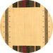 Round Solid Brown Modern Rug, con1928brn