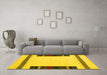 Machine Washable Solid Yellow Modern Rug in a Living Room, wshcon1928yw