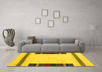 Machine Washable Solid Yellow Modern Rug, wshcon1928yw