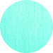 Round Machine Washable Solid Turquoise Modern Area Rugs, wshcon1929turq