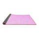 Sideview of Solid Pink Modern Rug, con1929pnk