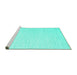 Sideview of Machine Washable Solid Turquoise Modern Area Rugs, wshcon1929turq