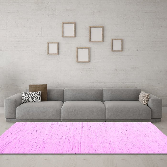 Machine Washable Solid Pink Modern Rug in a Living Room, wshcon1929pnk