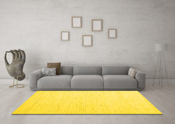 Machine Washable Solid Yellow Modern Rug in a Living Room, wshcon1929yw