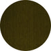 Round Abstract Yellow Contemporary Rug, con192yw