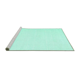 Sideview of Machine Washable Solid Turquoise Modern Area Rugs, wshcon1930turq