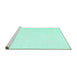 Sideview of Machine Washable Solid Turquoise Modern Area Rugs, wshcon1930turq