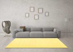 Machine Washable Solid Yellow Modern Rug in a Living Room, wshcon1930yw