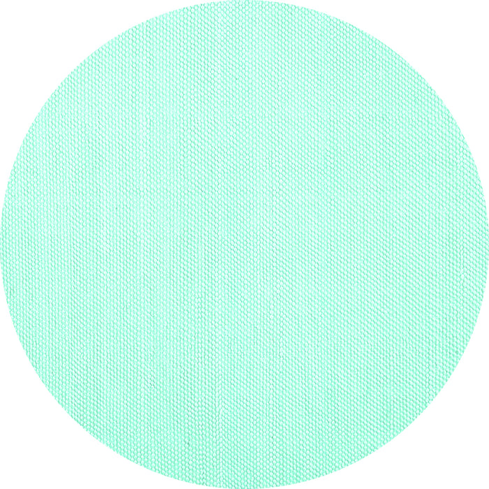 Round Machine Washable Solid Turquoise Modern Area Rugs, wshcon1930turq