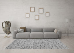 Machine Washable Abstract Gray Contemporary Rug in a Living Room,, wshcon1931gry