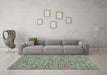 Machine Washable Abstract Turquoise Contemporary Area Rugs in a Living Room,, wshcon1931turq