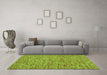 Machine Washable Abstract Green Contemporary Area Rugs in a Living Room,, wshcon1931grn