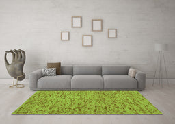 Machine Washable Abstract Green Contemporary Area Rugs in a Living Room,, wshcon1931grn