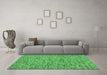 Machine Washable Abstract Emerald Green Contemporary Area Rugs in a Living Room,, wshcon1931emgrn