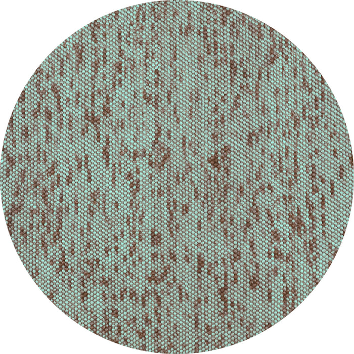 Round Machine Washable Abstract Turquoise Contemporary Area Rugs, wshcon1931turq