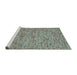 Sideview of Machine Washable Abstract Turquoise Contemporary Area Rugs, wshcon1931turq