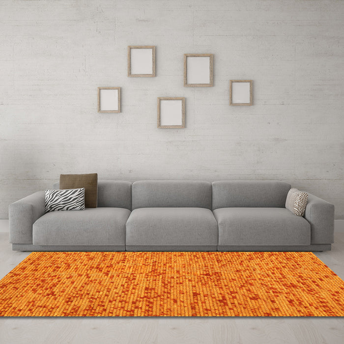 Machine Washable Abstract Yellow Contemporary Rug in a Living Room, wshcon1931yw