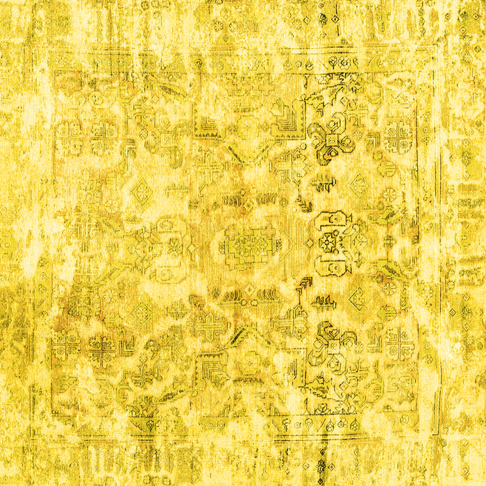 Square Machine Washable Abstract Yellow Contemporary Rug, wshcon1932yw