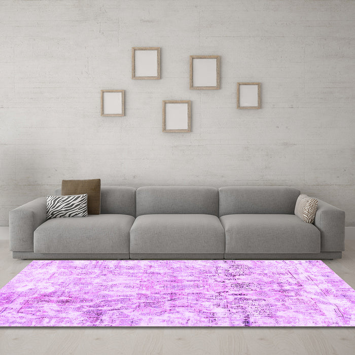 Machine Washable Abstract Purple Contemporary Area Rugs in a Living Room, wshcon1932pur