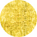 Round Abstract Yellow Contemporary Rug, con1932yw