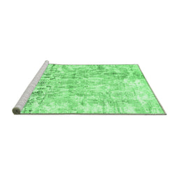 Sideview of Machine Washable Abstract Emerald Green Contemporary Area Rugs, wshcon1932emgrn