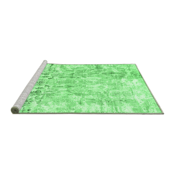 Sideview of Machine Washable Abstract Emerald Green Contemporary Area Rugs, wshcon1932emgrn